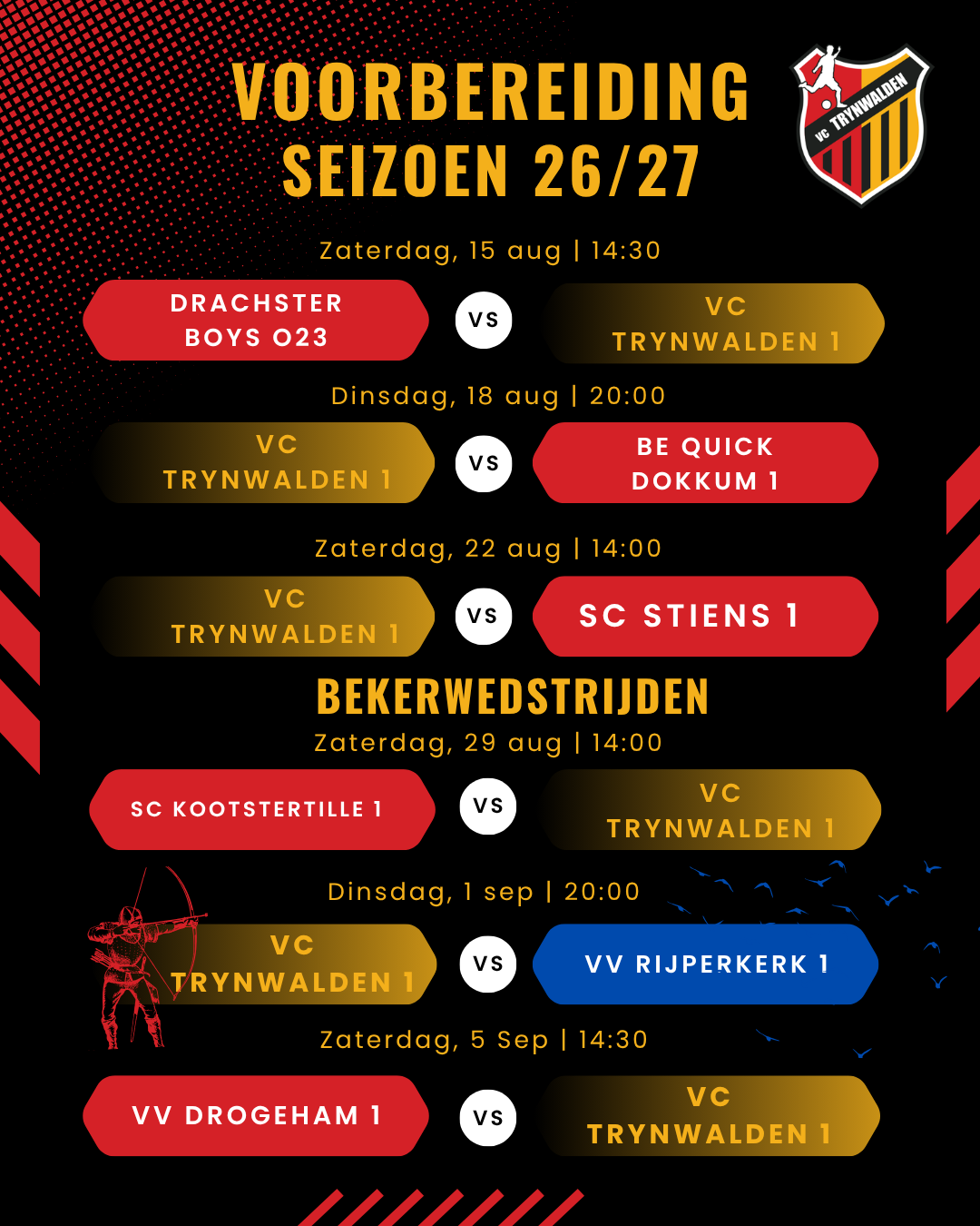 Wedstrijdprogramma voorbereiding 2026/2027!