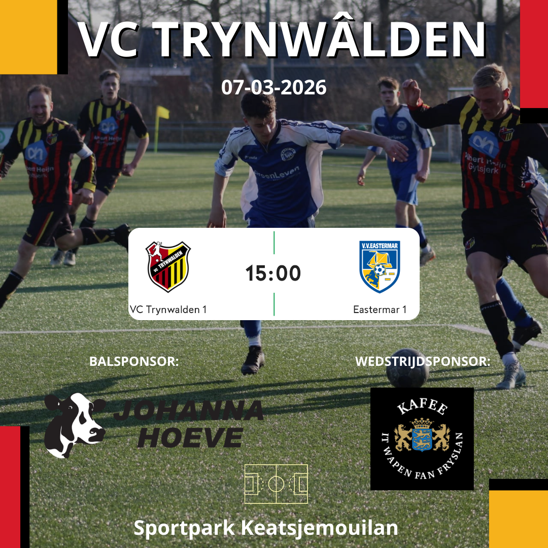 Zaterdag: VC Trynwâlden 1 tegen V.V. Eastermar 1