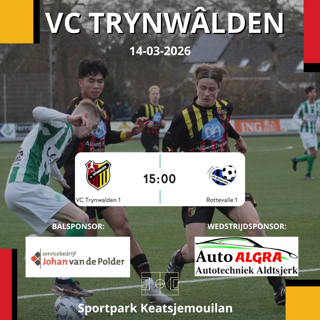 Thuiswedstrijd voor VC Trynwâlden 1 tegen VV Rottevalle 1
